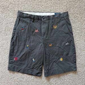 Polo Ralph Lauren Embroidered Shorts Size 33 Classic Fit Gray
